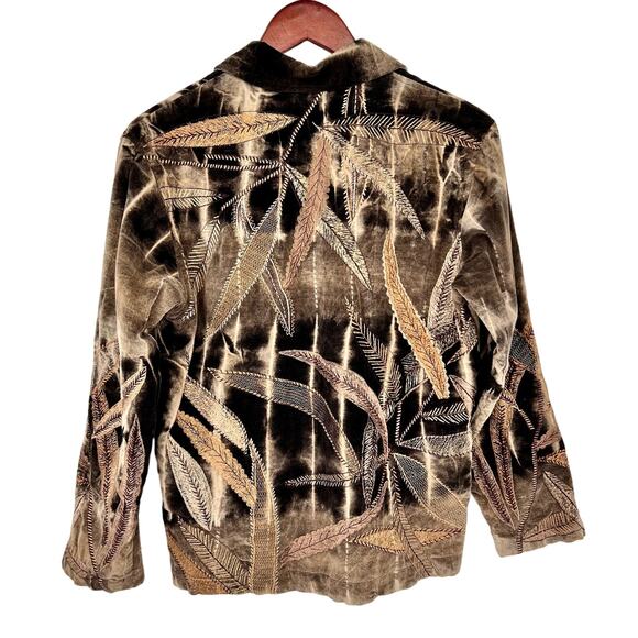 Chicos Design Sz Small US 4/6 0 Fall Autumn Leaves Wearable Art Jacket Coat Top - Picture 8 of 8